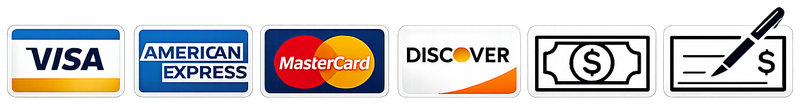 Accepted payment methods: Visa, American Express, MasterCard, Discover, cash, and check